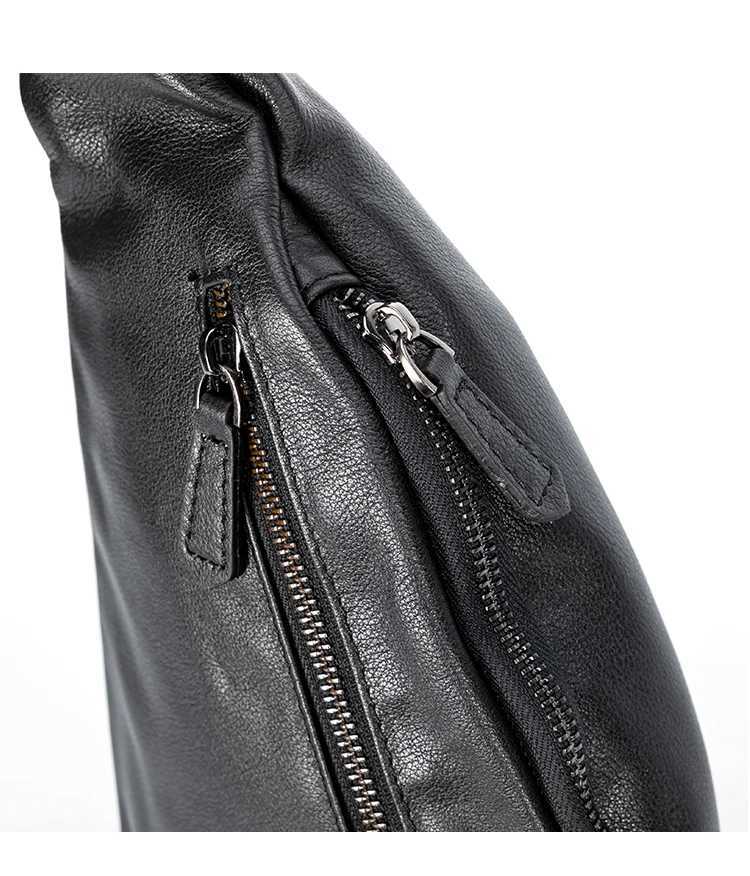 Fashion leather mens chest bag shoulder bag messenger strap bag mini casual bag cross body black M129 Z250407