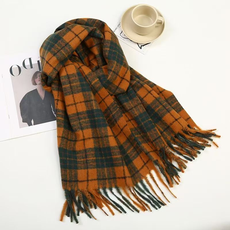 T439 new British plaid autumn and winter scarf Korean plaid literary fashion cashmere windproof thick warm shawl
