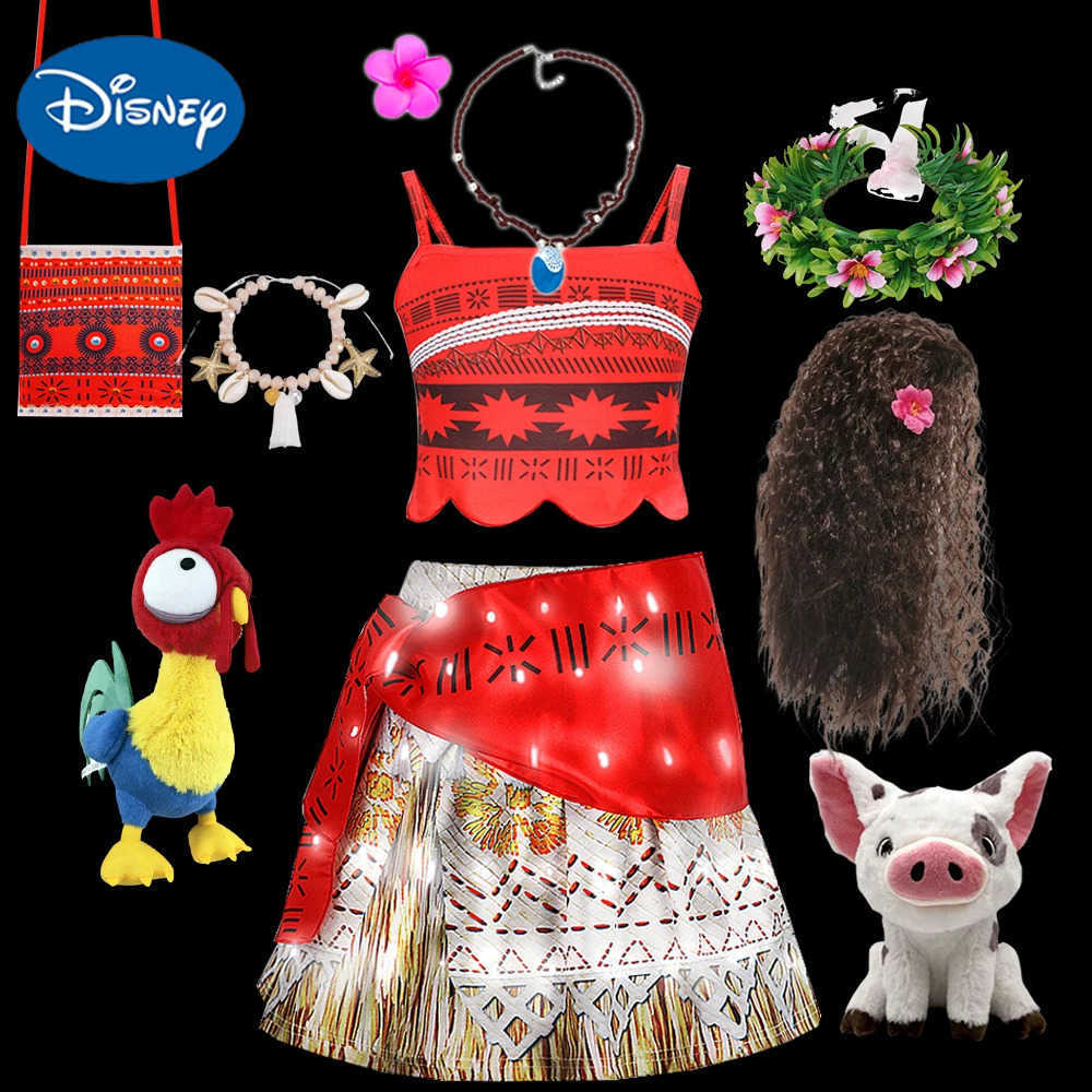 Disney LED Light Up 3PCS Moana Dress Full Printing Girl Dress Fancy Carnival Party Role Play Clothing Girls Princess Birthday Cosplay X250408