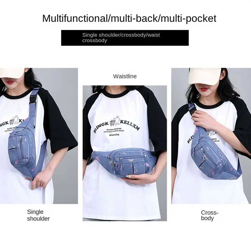 Womens sports waist bag multifunctional running chest bag womens waterproof ten font hot stamping letters Z250407