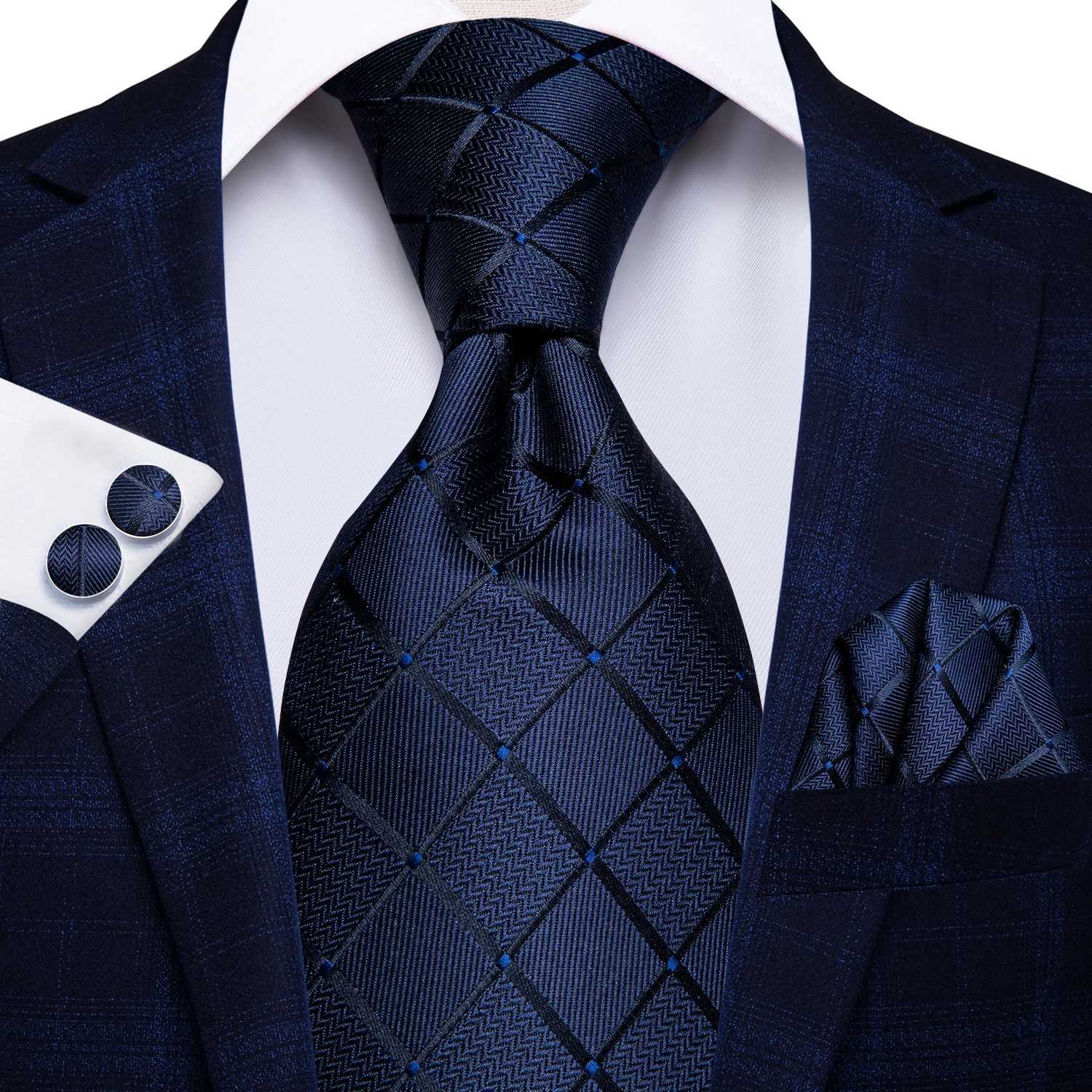 Hi-Tie Blue Business Solid 100% Silk Mens Tie NeckTie 8.5cm Ties for Men Formal Luxury Wedding High Quality Gravata X250407