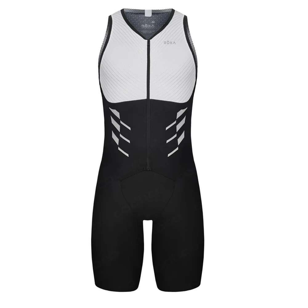 Summer ROKA Triathlon Skinsuit Men's Short Sleeve Tights Cycg Suit MTB Ropa Ciclismo Elastic Bike Running Swimming Bodysuit