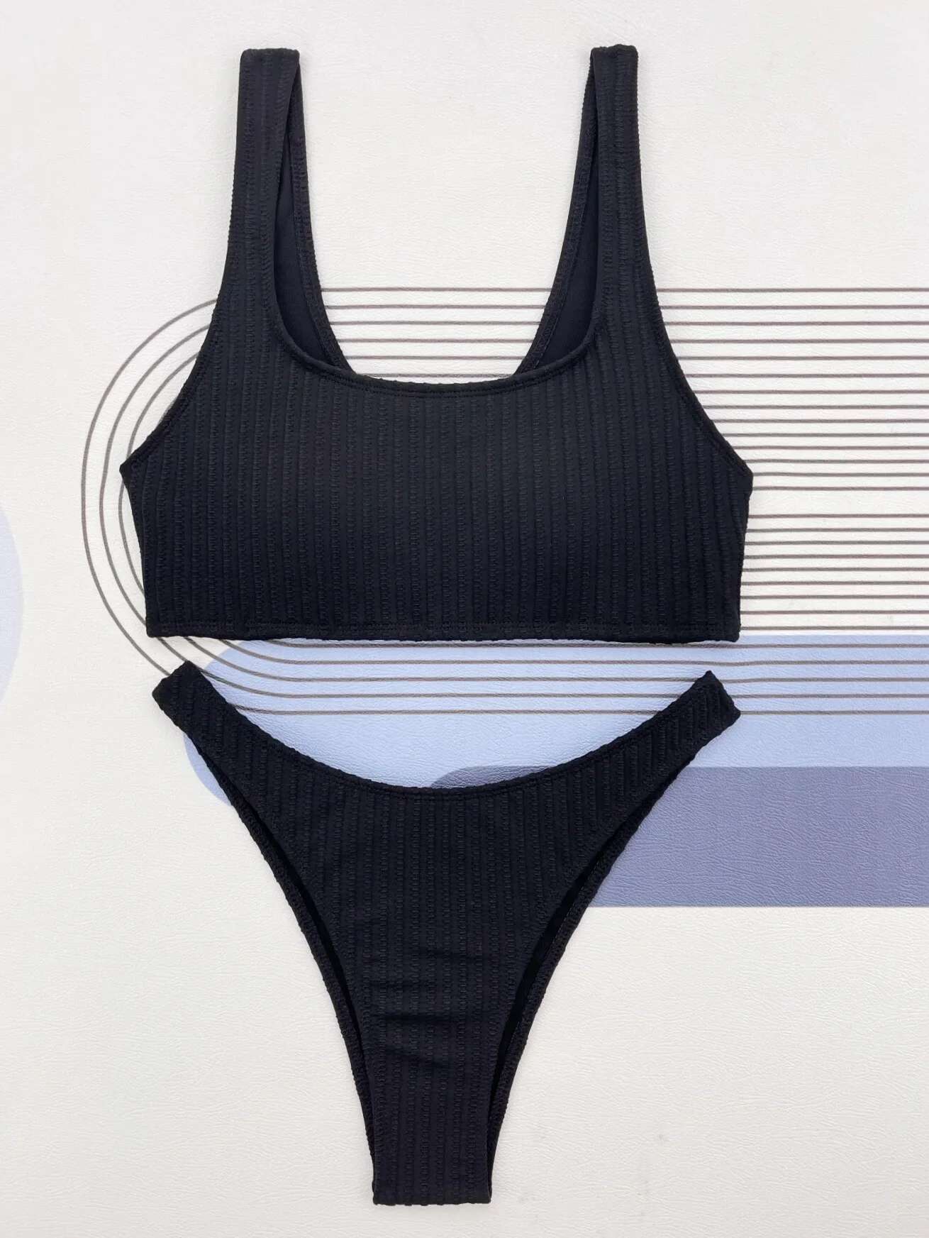 Dongdumaoyi Bikini Sexy White Black Ribbed Push Up Micro Swimsuit Separate Woman Beach Bathing Suit Two Piece Swimwear Traje De Ba O