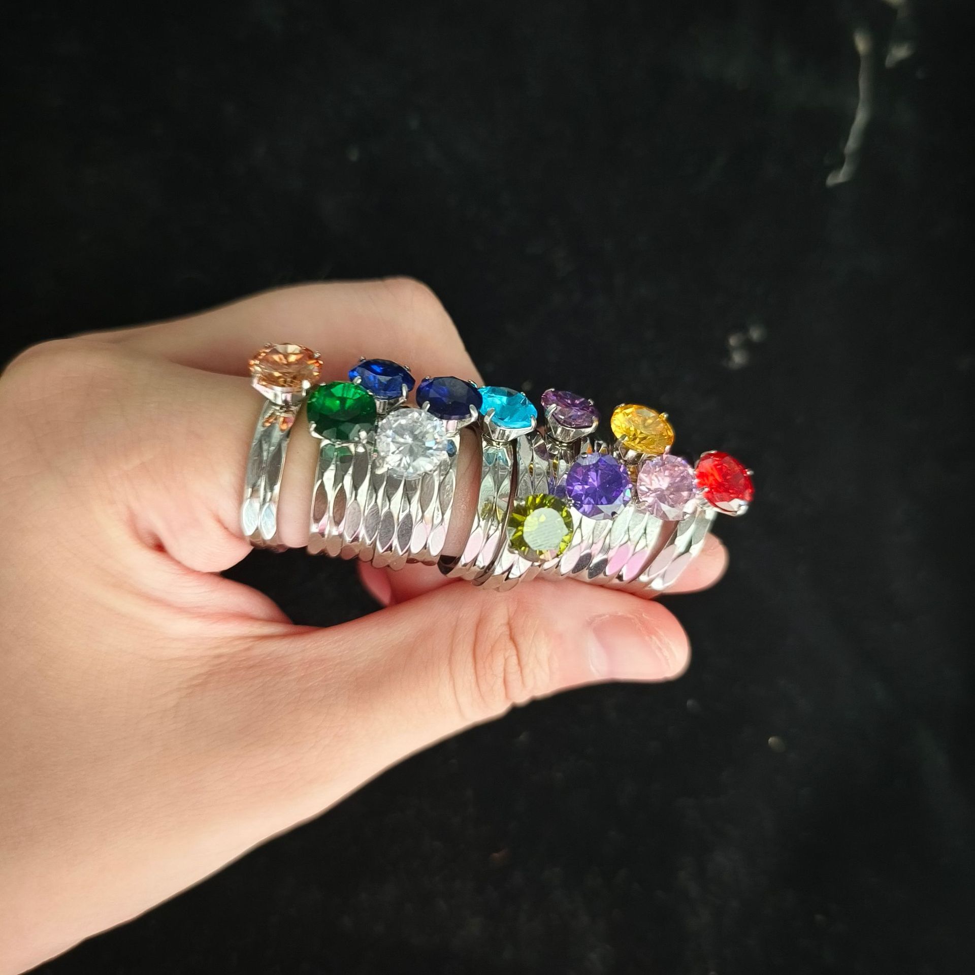 Top Source New Twelve Birthdays December Birth Stone Zirconia Hand Decoration Month Stainless Steel Ring