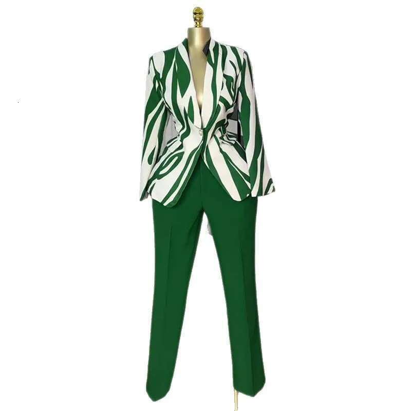 Cm.Yaya Fashion Women's Set Striped Long Sleeve Blazer Top And Straight Pants Suit 2025 OL Chic Two 2Piece Sets Outfit Tracksuit