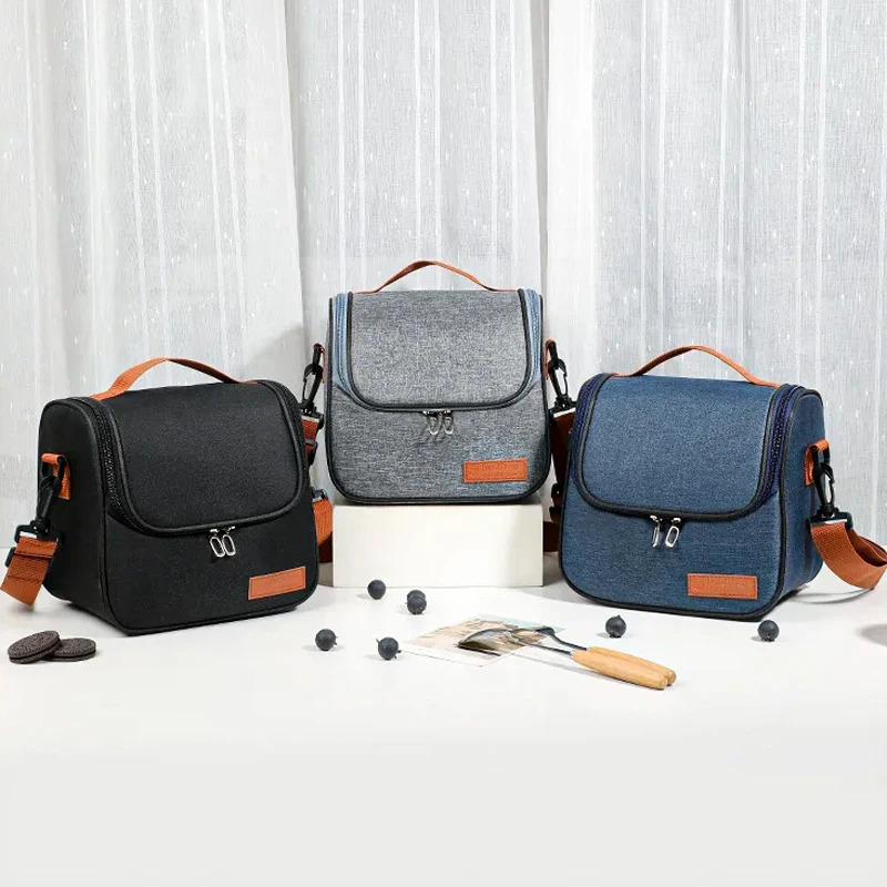 Fashion cooler bag zipper lunch insulated with adjustable shoulder strap suitable for office work school camping 250401
