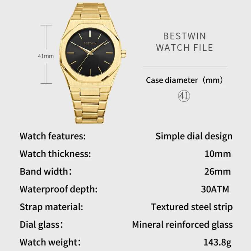 Original Top Brand All Black Stainless Steel Mens Watch Classic Business Waterproof Japanese Sports Quartz Mens Watch Y250407