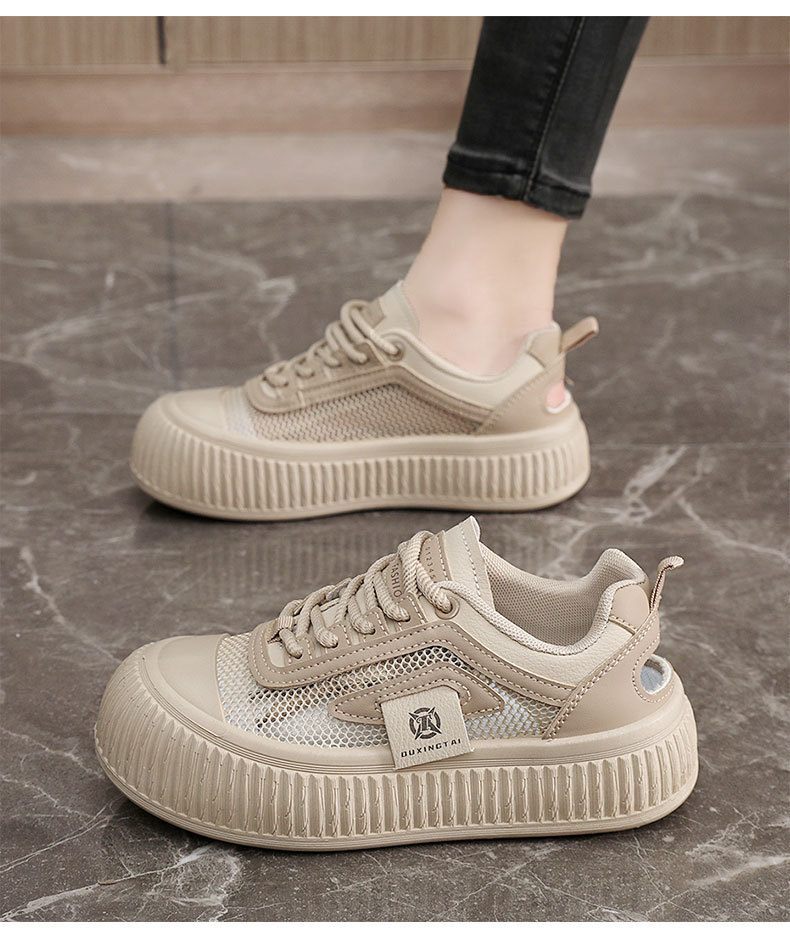 Casual shoes women sports shoes breathable fashion mesh shoes thick soled height increasing board shoes outdoor leisure daily travel