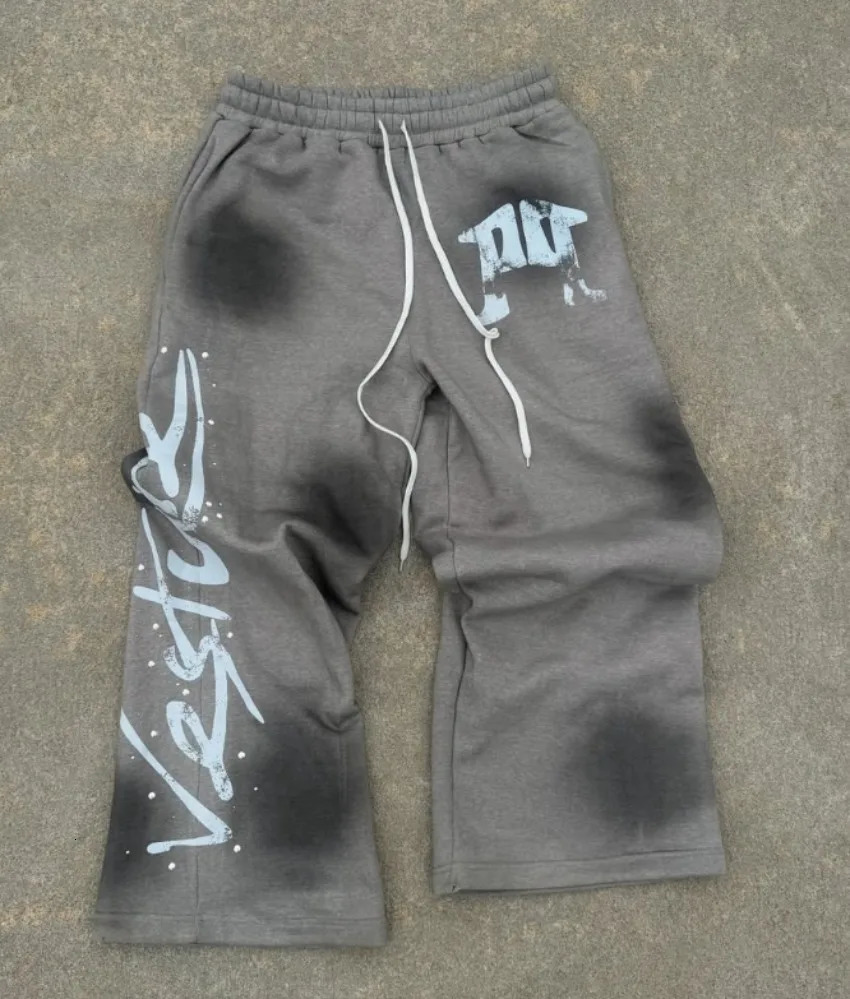 American Street Hip Hop Pants Y2K Alphabet Printing Mens and Womens Couple Drawstring Straight Casual Loose 250403