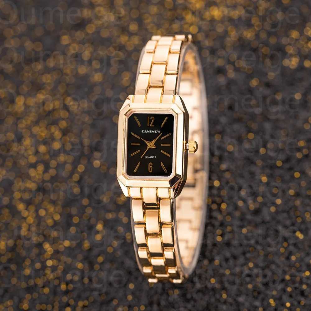 Luxury Top Gold Watch Womens Elegant Small Square Dial Womens Quartz Watch Simple Fashion Womens Watch Zegarek DamskiT250408