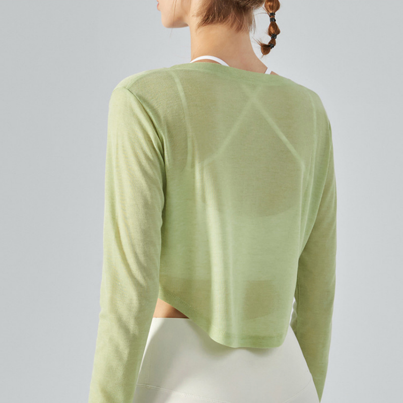 Yoga Clothes Long Sleeved Cover Up Women Slightly Breathable Sexy Top Running Sports Loose Fit Plus Size Fitness Clothes Breathable T-shirt