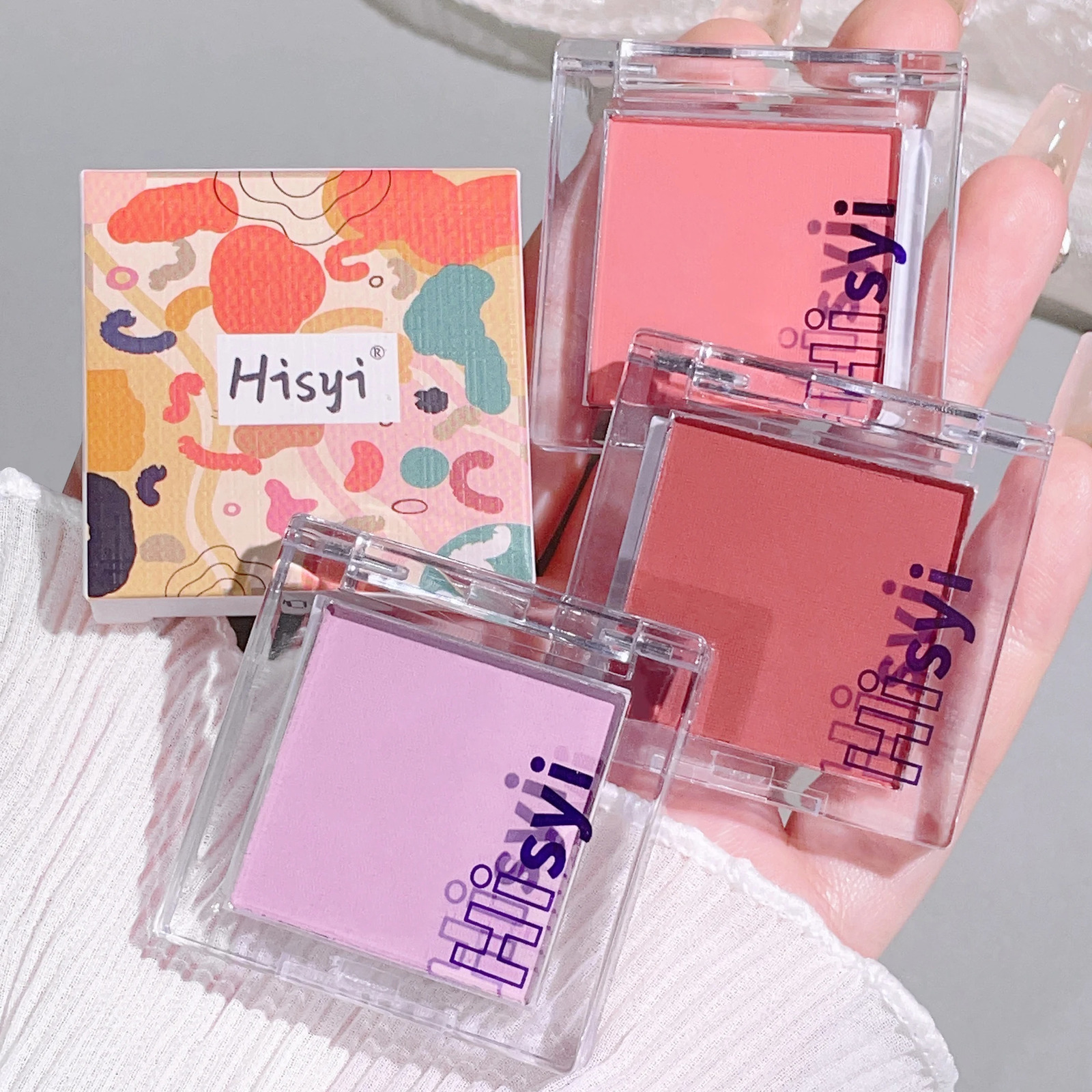Six color monochrome powder blusher matte makeup highlight young natural peach pink blue purple 250325