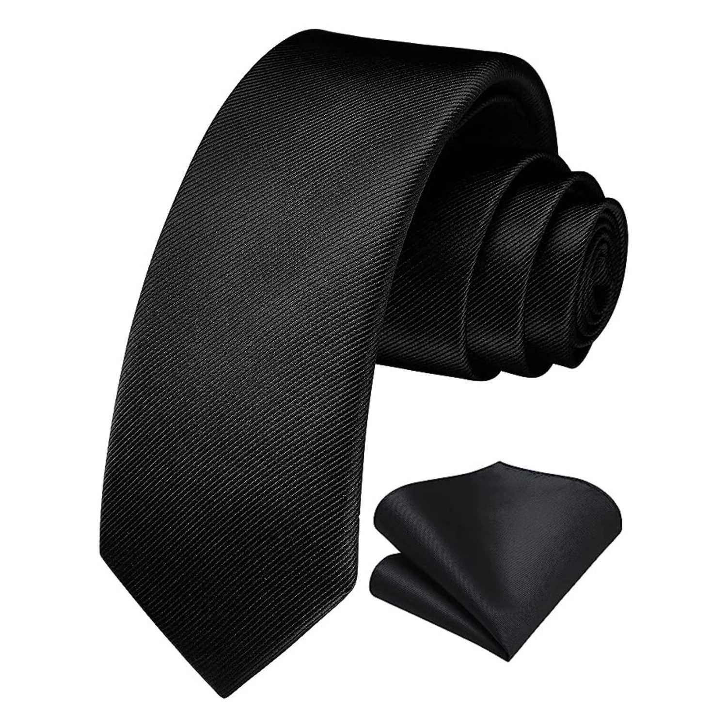 JEMYGINS Mens tie Slim Solid Color 6cm Silk necktie Pocket Square Cbo Set Suitable For Mens Birthday Gifts Weddings Business X250407