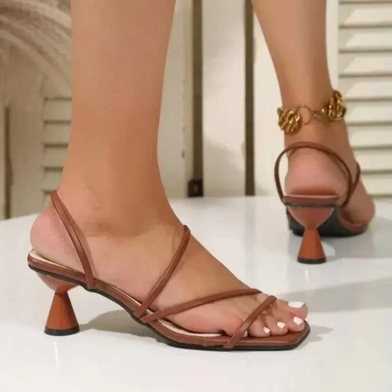 Sexy high heels womens slider new summer pump womens thin strap square toe sandals mule party shoes sandalsXJ250407