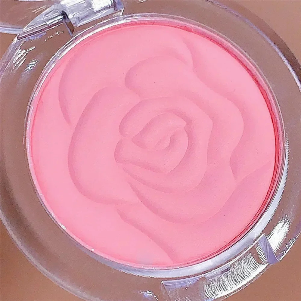 Monochrome matte embossed petal powder blusher palette peach face cream pink orange cheek contour makeup red female beauty cosmetics 250325