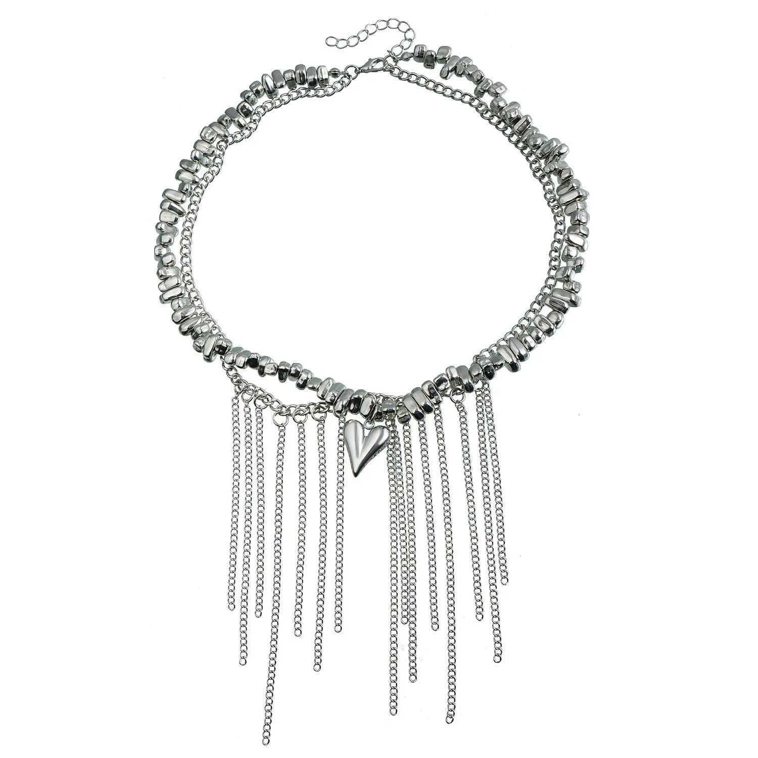 New Fashion Trend Accessories Ins Stainless Steel Texture Love Tassel Necklace for Women Party Jewelry Festivals GiftC250407
