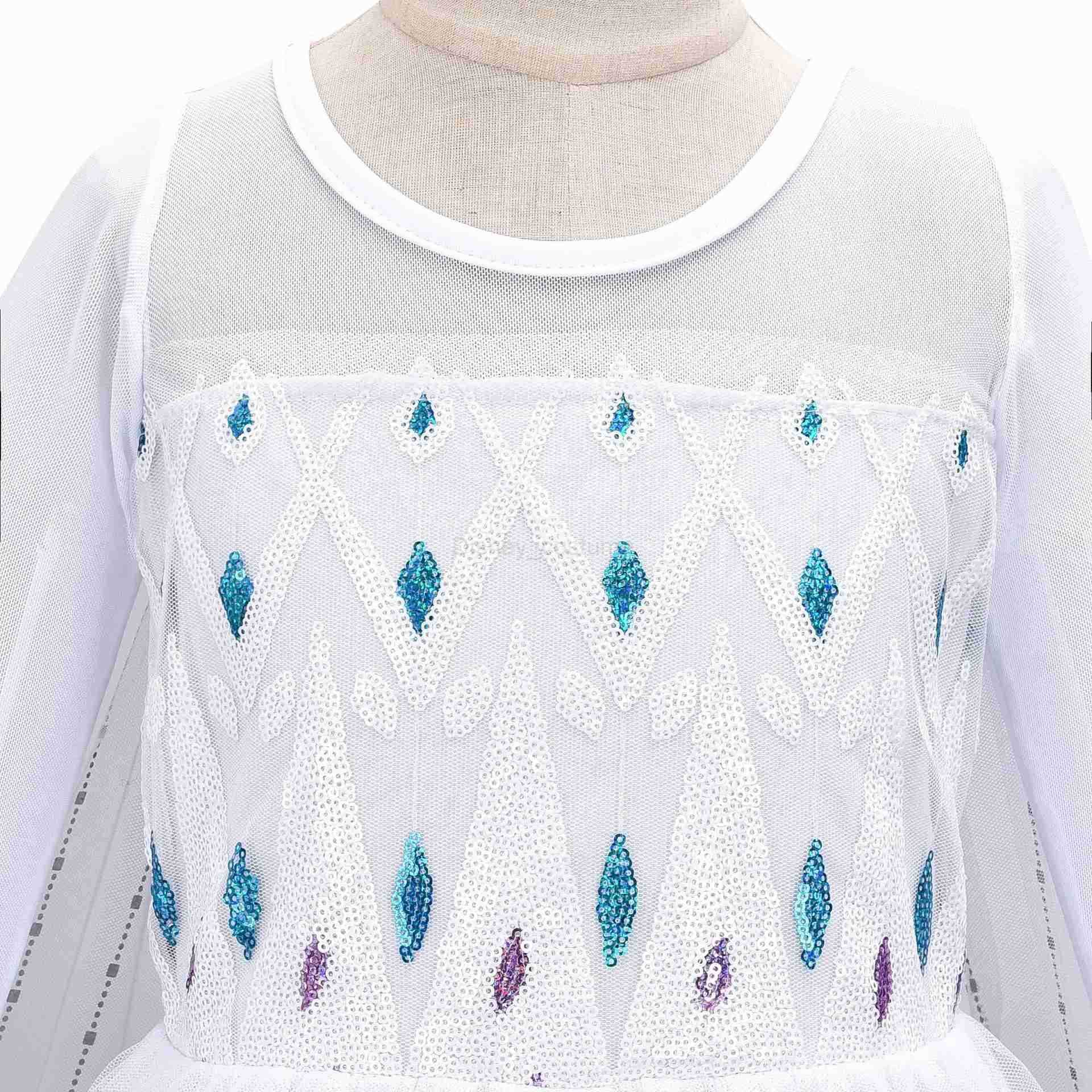 Disney Frozen 2 White Elsa Costume Girls Cosplay Snow Queen Princess Dress Toddler 2025 Birthday Party Children Day Fancy Frock X250408