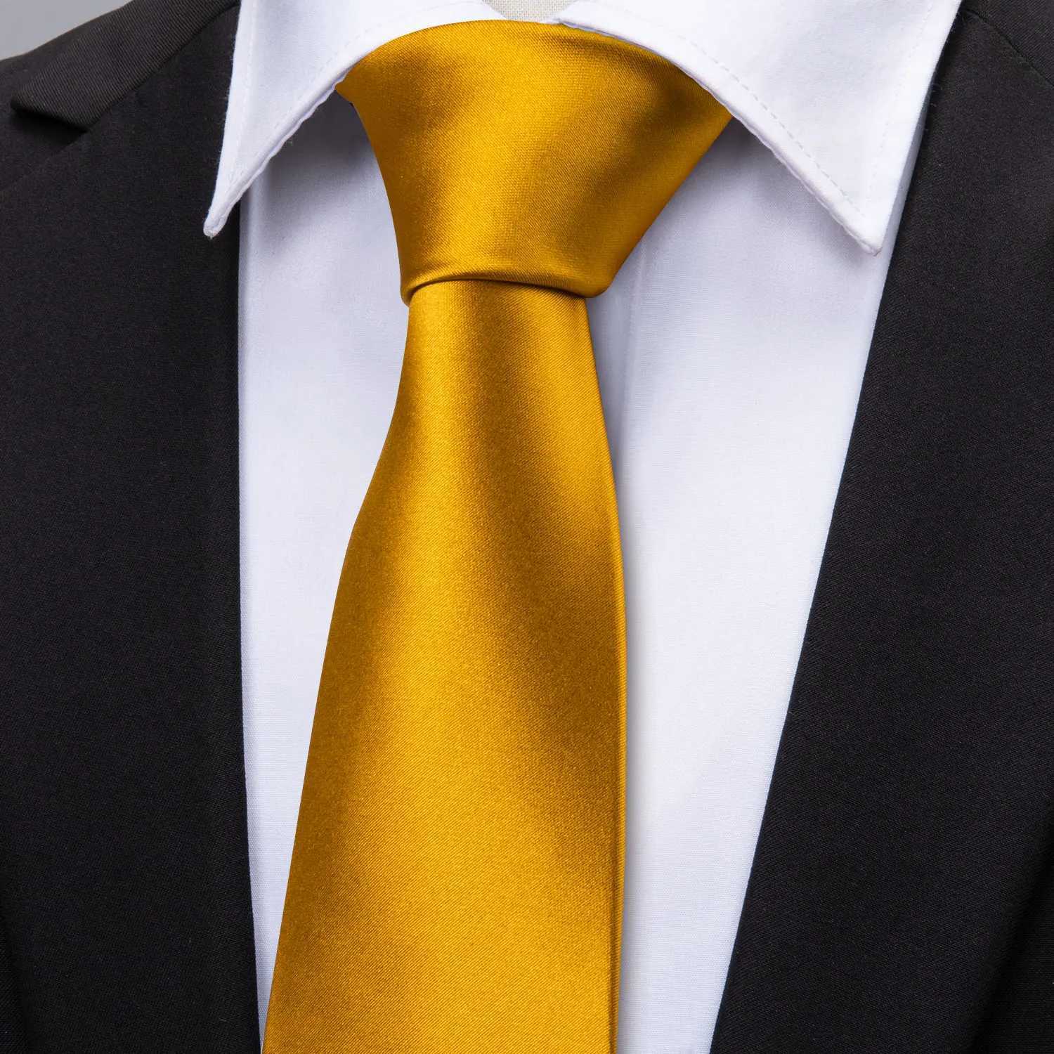 Barry. Gold Beige w Brown Tip Silk Men Tie Handkerchief Cufflink Set Jacquard Necktie for M Wedding Business Party X250407