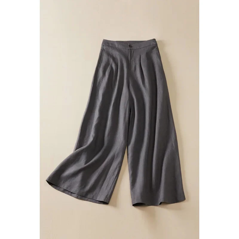 Plus Size Slimming Wide Leg Loose Fit Linen Casual Pants for plus Size Women Summer Style Drapey Straight Cut Comfortable... 250408