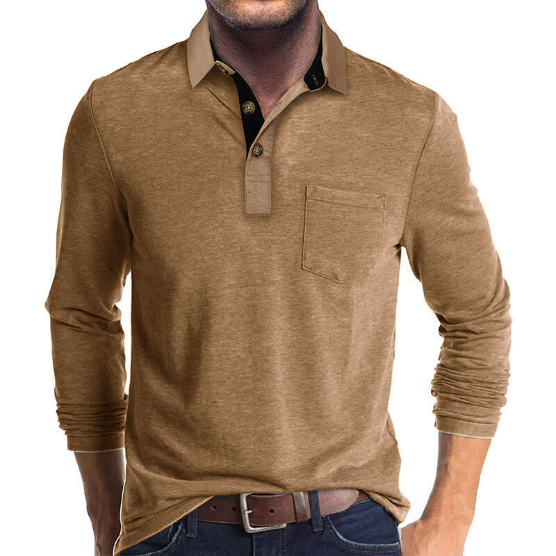 European American long sleeved lapel T-shirt men's autumn and winter base shirt top polo wholesale new casual fashion trend clothing
