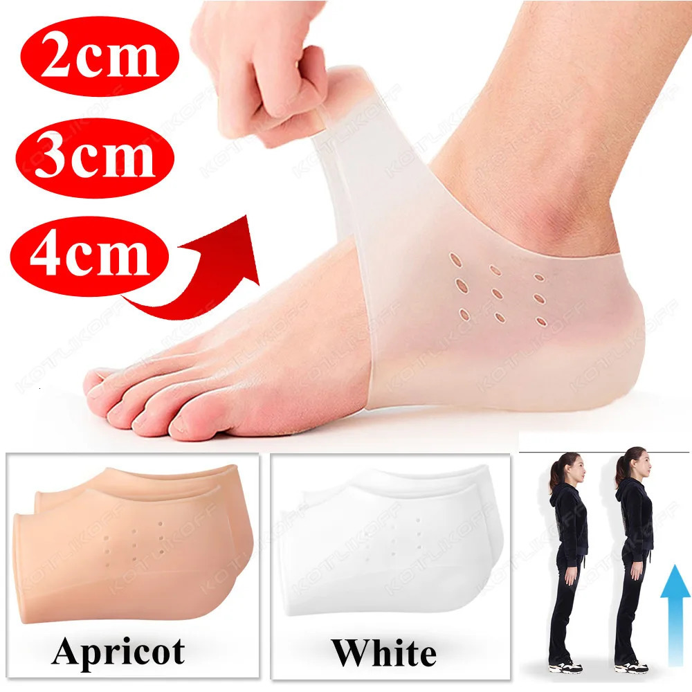 Invisible Height Increase Silicone Socks Silicone Elastic Heel Pad Foot Protection Damping Heel Cushion Hidden Insole Unisex 250408