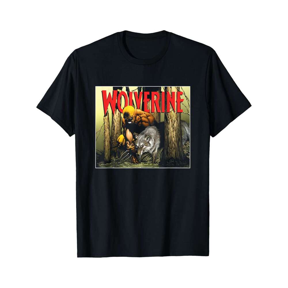 Designer T shirt Two Wolves Front Retro Big Poster - 220g Tshits