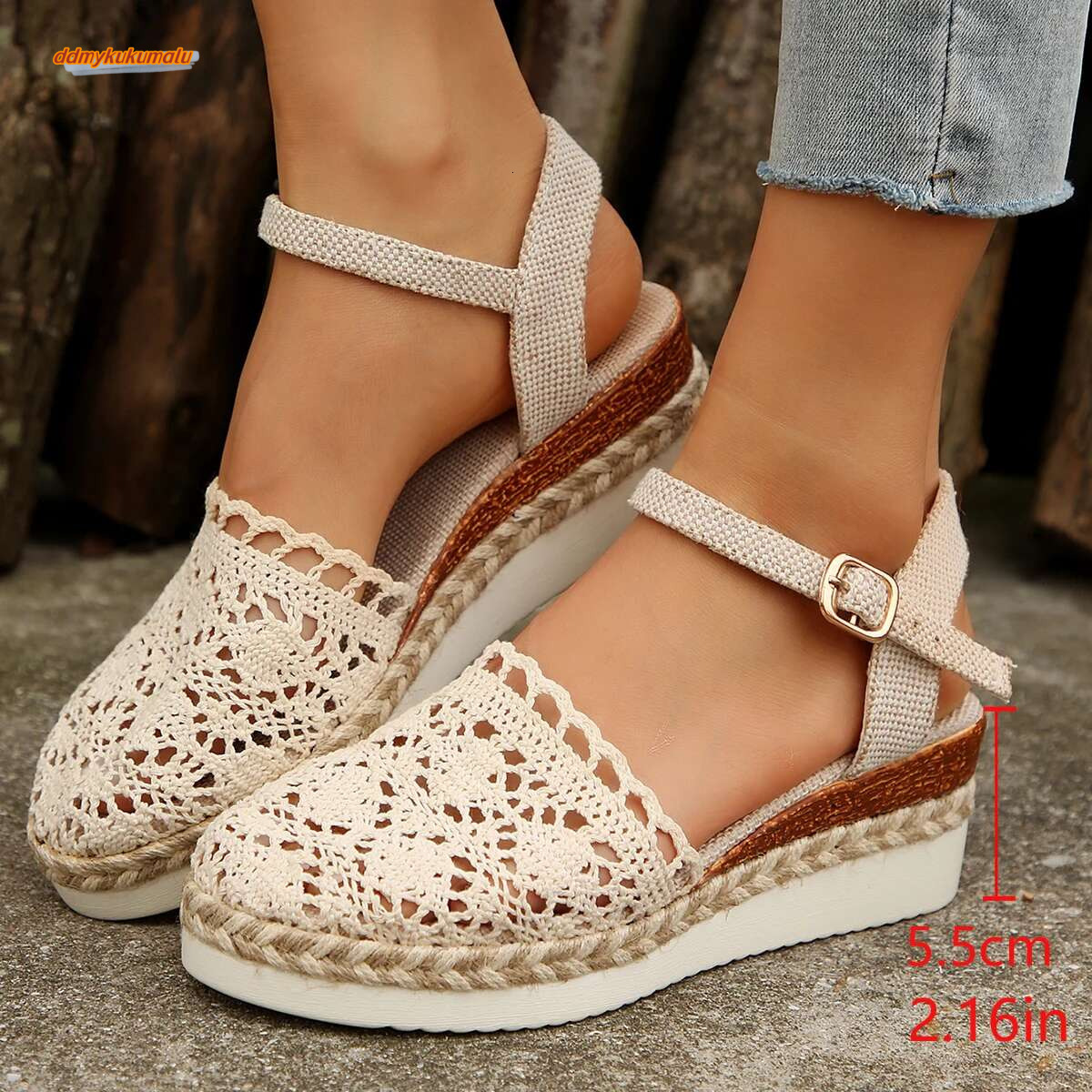 Women 2024 Summer New Canvas Wedge Casual Espadrilles Fashion Platform Woman Sandals atos De Mujer ddmykukumalu