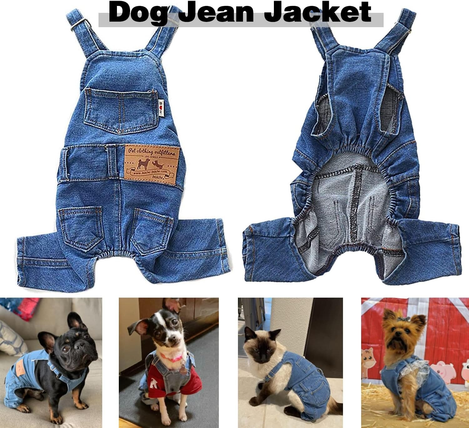 Dog Denim Overalls Blue Jeans Jumpsuit for Small Medium Dogs and Cats Comfortable Pet Apparel for Puppies Boys and Girls Medium Size