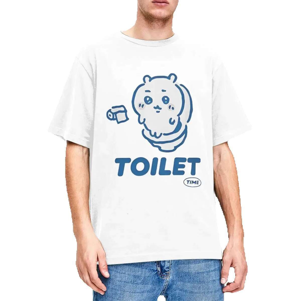 Chiikawa Toilette Time men's aesthetic pure cotton summer comfortable popular custom T-shirt oversized top