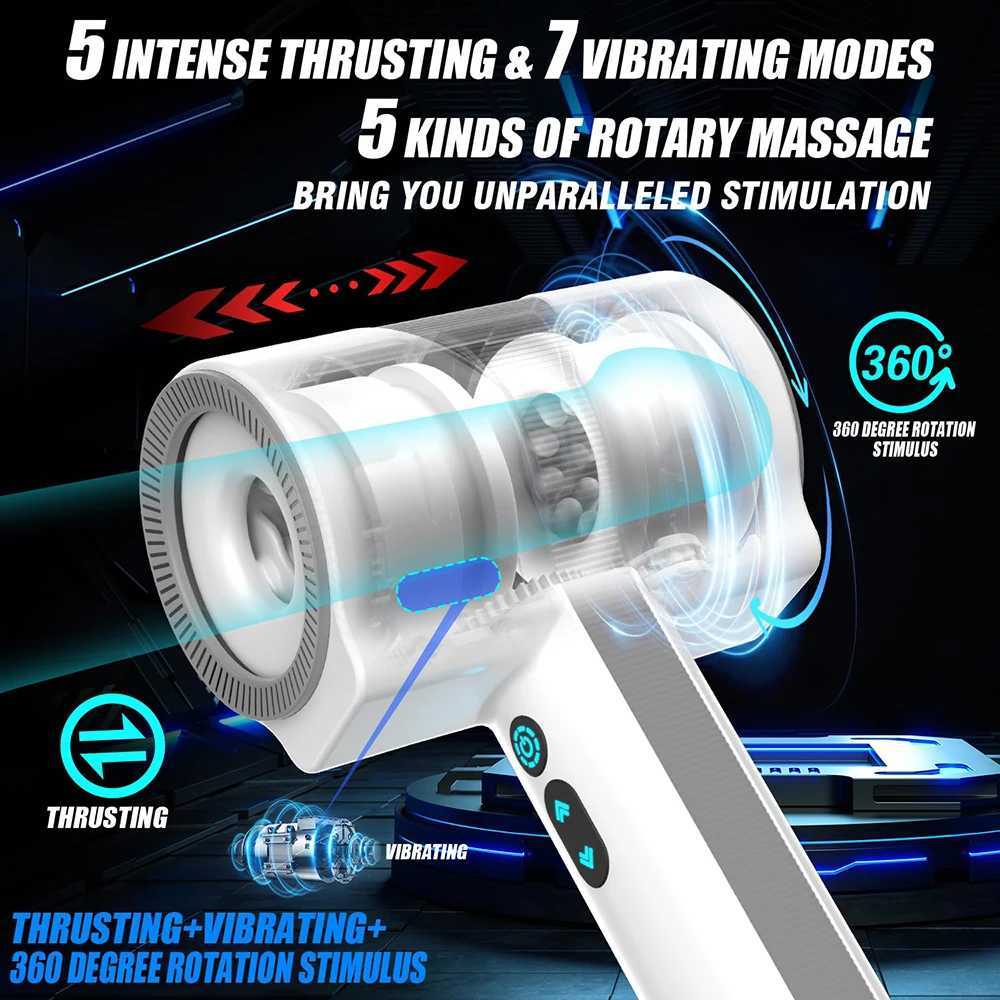 Mens Masturbation Cup Handle Design Double layer Automatic Telescopic Rotating Vibration Oral Sex Toy Penis StrokeXJ250408