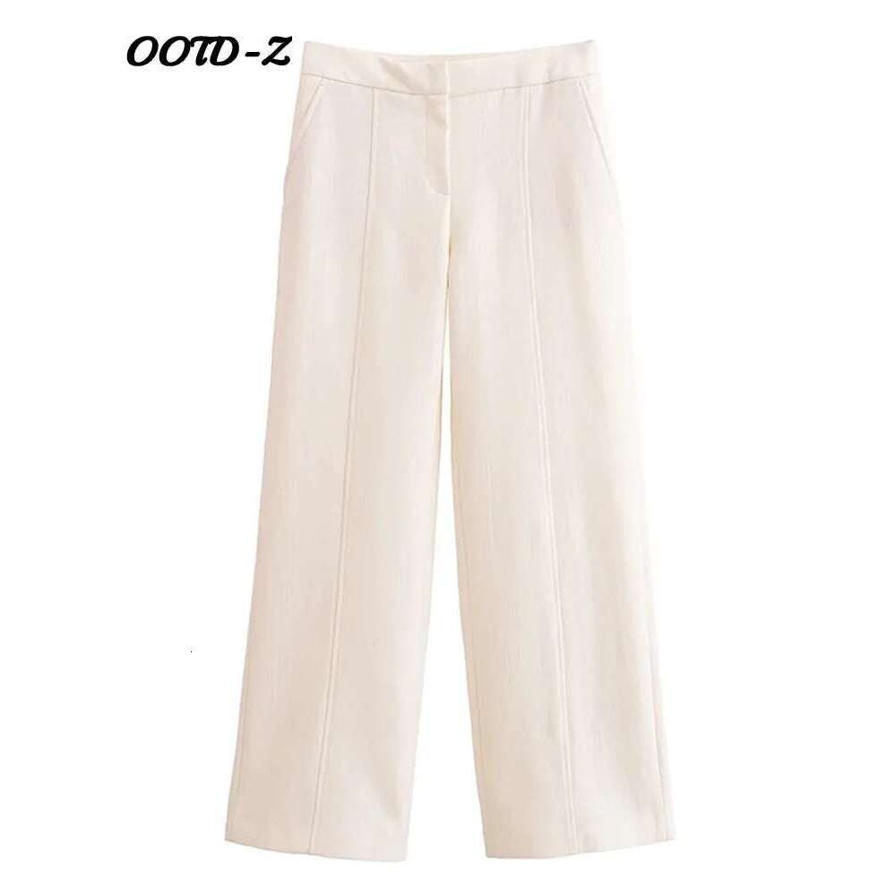 Elegant Solid Two Piece Sets Women Short Sleeve O-Neck Single Breasted Vests Wide Leg Pants Suit Lady Fashion High Street Outfit