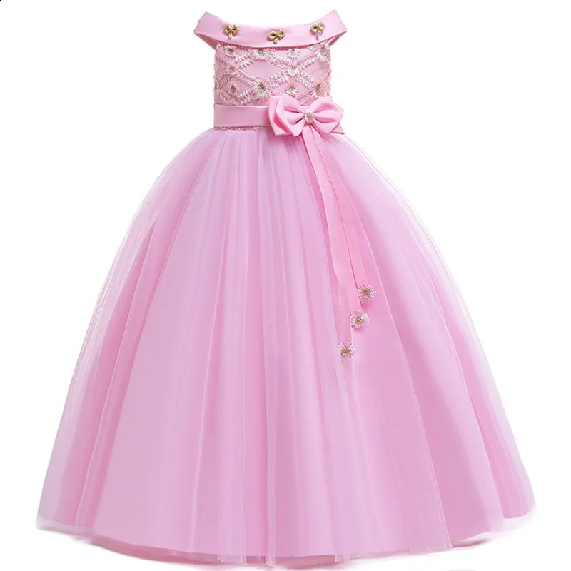 Summer Girls Dress Bridesmaid Elegant Party Princess Dress For Girls Embroidered Wedding Communion Gown Teen Carnival 3-10year 250408