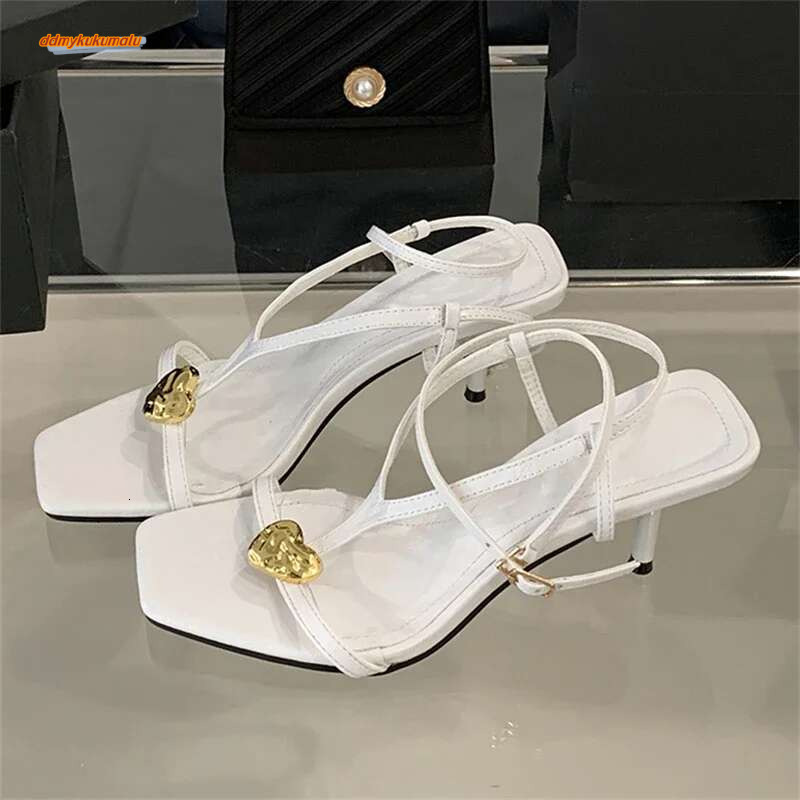 Eilyken Fashion Gladiator Open Toe Sandals Women Metal Buckle Narrow Band Thin Low Heel Party Shoes Summer atos De Mujer ddmykukumalu