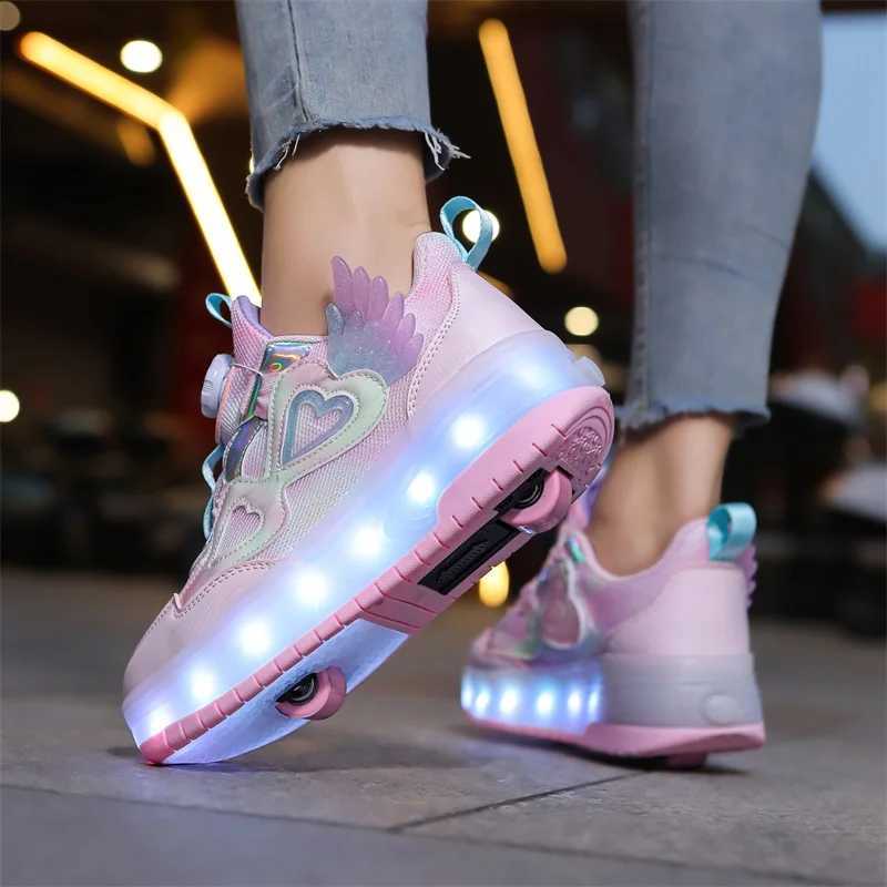 Walking shoes girls shoes will shine ice skating shoes new outdoor running roller skates fashionable childrens sports shoes breathable mesh shoes W250
