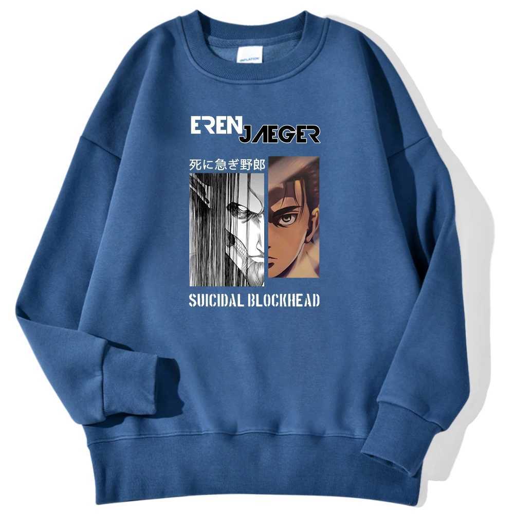Eren Jaeger attacks Titan Printing mens sportswear fashionable and comfortable hooded sweatshirt retro soft pull Korean warm sportswear W250408