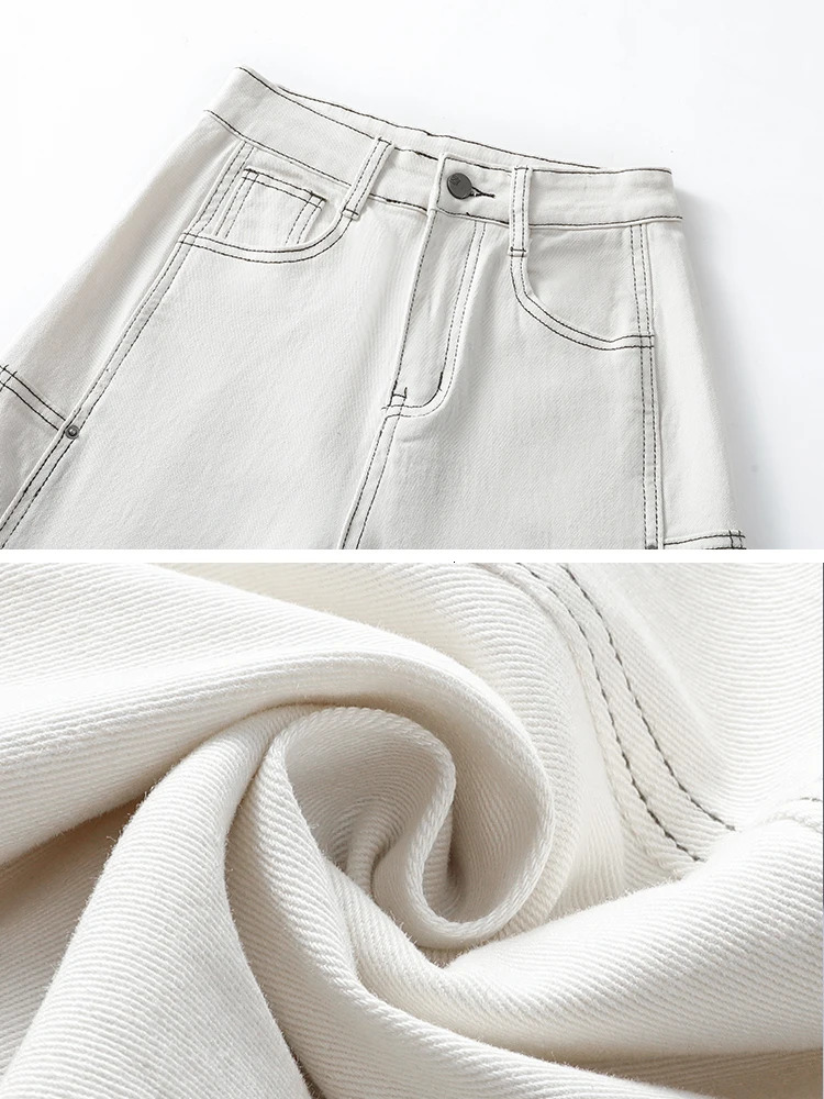 Botvotee milk white ultrathin suitable for wide leg jeans accessories women stylish and elegant Korean office high waisted denim 250407