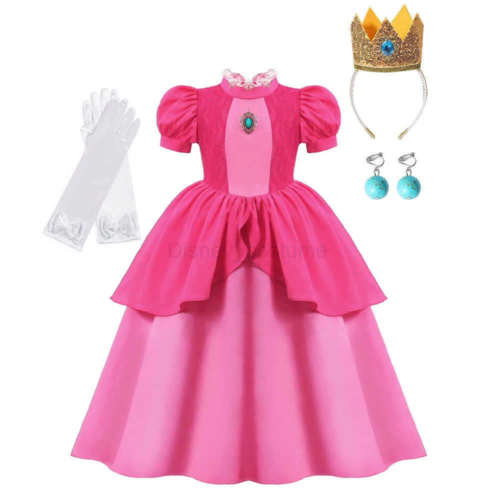Disney Peach Cosplay Dress Girl Movie Role Playing Princess Fancy Carnival Birthday Party Outfits Children 2-10y Pink Queen Vestidos X250408