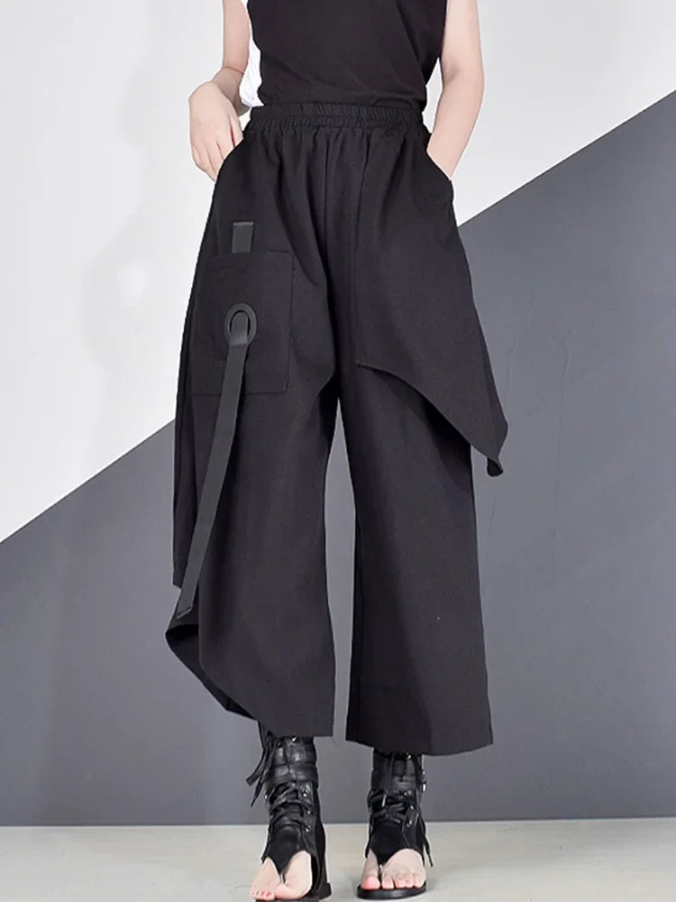 XITAO High Waist Patchwork Hit Color Pants Womens Summer Autumn Fashion Elastic Casual Wide Leg XJ4619 250407