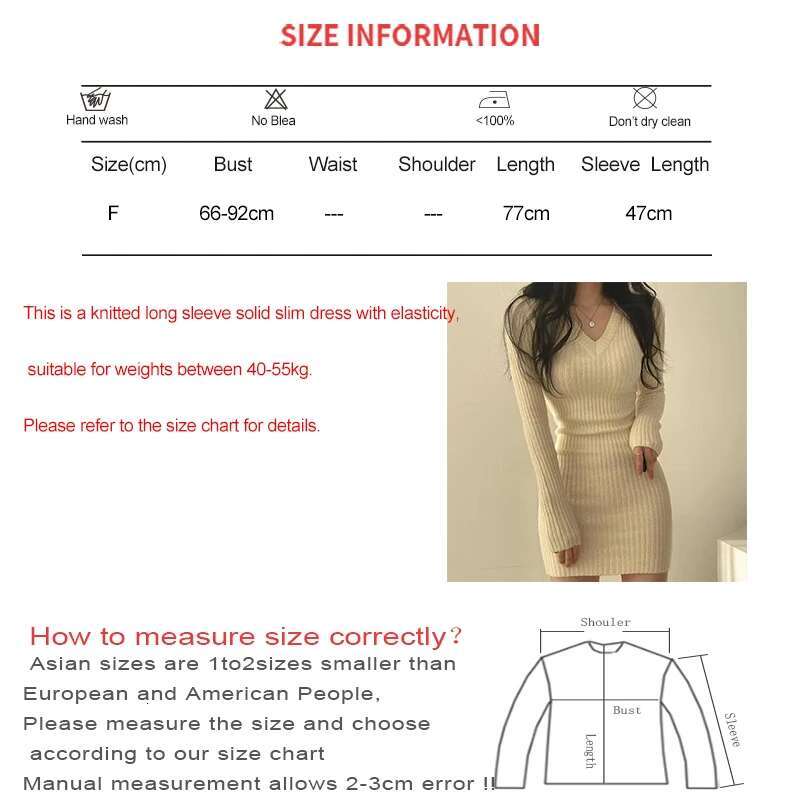 Knit Slim Sexy Bodycon V-Neck Long Sleeve Solid Casual Midi Sweater Dress For Women 2024 Autumn Winter