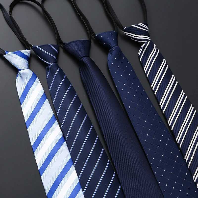 Lazy Zipper Mens Tie Business Formal Dress Wear Stripe Solid Color Zipper Necktie Wholes Gifts for Men Slim Skinny Tie X250407