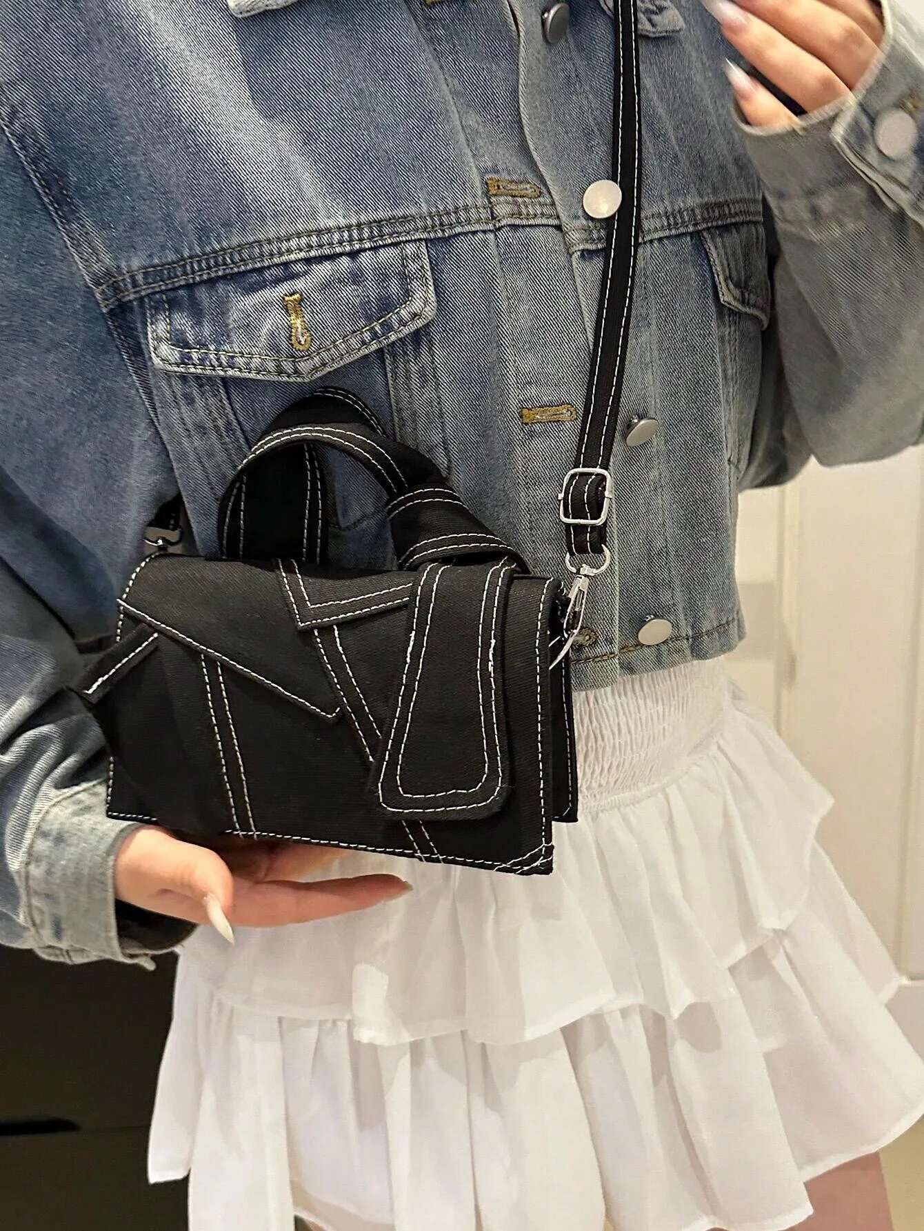 Minimalist Retro Mini Bag Square Splicing Lightweight Crossbody Bag Suitable For Women s Daily Travel Shopping Ll
