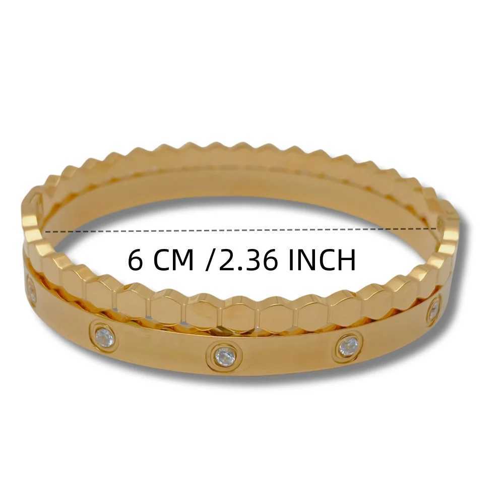 2PCS stainless steel gold bracelet suitable as a gift for women Y250408