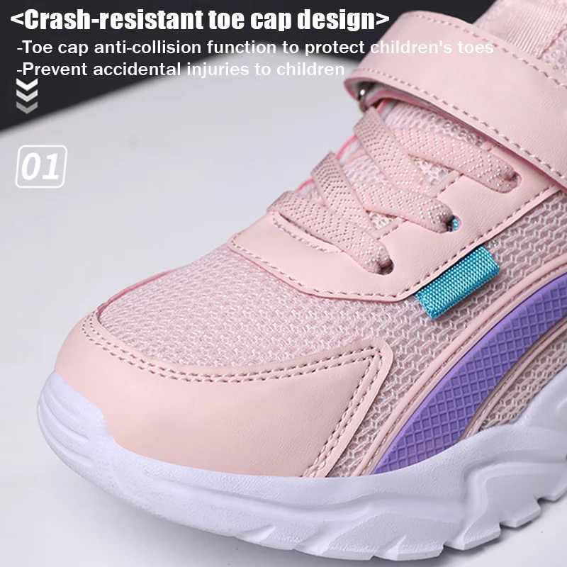 Cute girl pink sports shoes outdoor breathable mesh flat sports shoes fashionable childrens leisure school walking shoes anti slip W250407