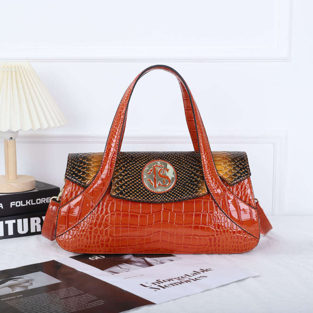 Siweiya's New Patent Leather Glossy Women's Bag With Large Capacity, Light Luxury, Straight Handbag, Snake Pattern