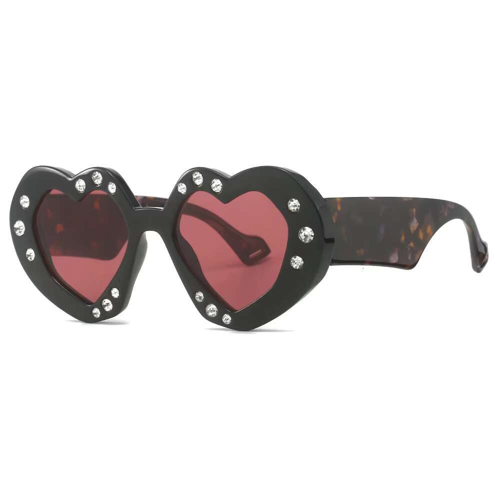 High Quality Personality Full Frame Glasses Love Dia Studded Sunglasses