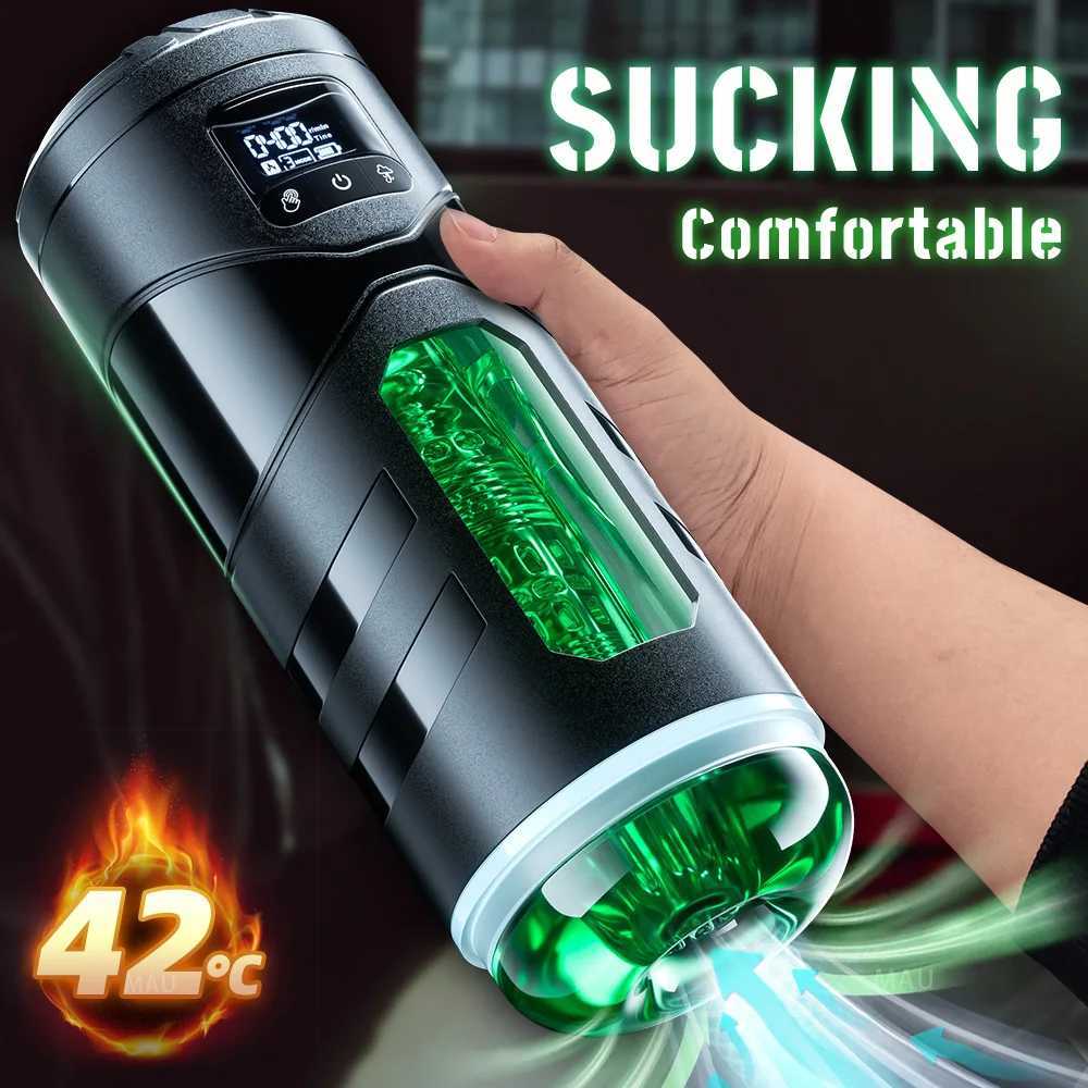 Automatic Male Masturbator Cup Sucking Vibration Oral Masturbation Real Heated Vagina Pocket Adults Sex Manes Toys For ManW250408