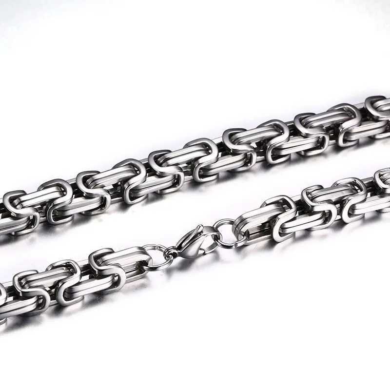 Stainless steel Byzantine chain woven chain necklace bracelet set for mens bicycle punk hip-hop rock jewelry accessories Y250408