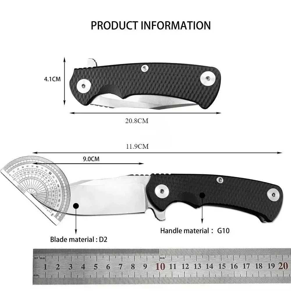 XM-18 Outdoor Hunter G10 Sharp EDC Multi Tool D2 Steel Blade Practical Camping Self Defense Folding Flip Knife Rescue Tool X250408