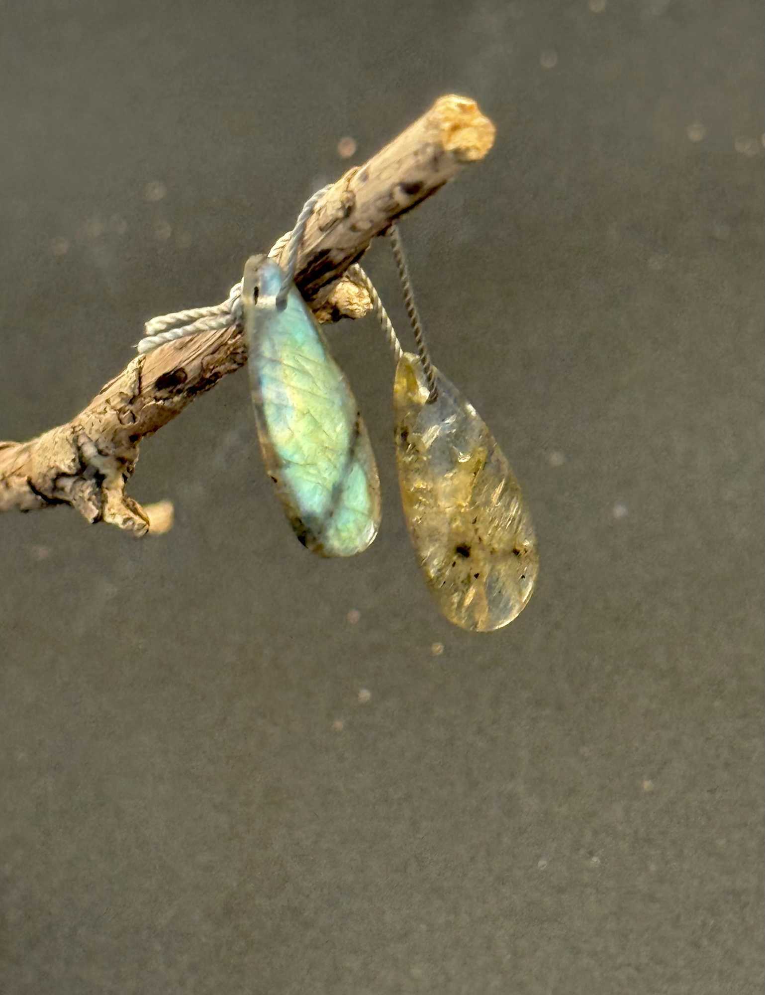 Natural Stone Labradorite Water Drop Earrings - DIY Handmade Jewelry 25104mm 3gC250407