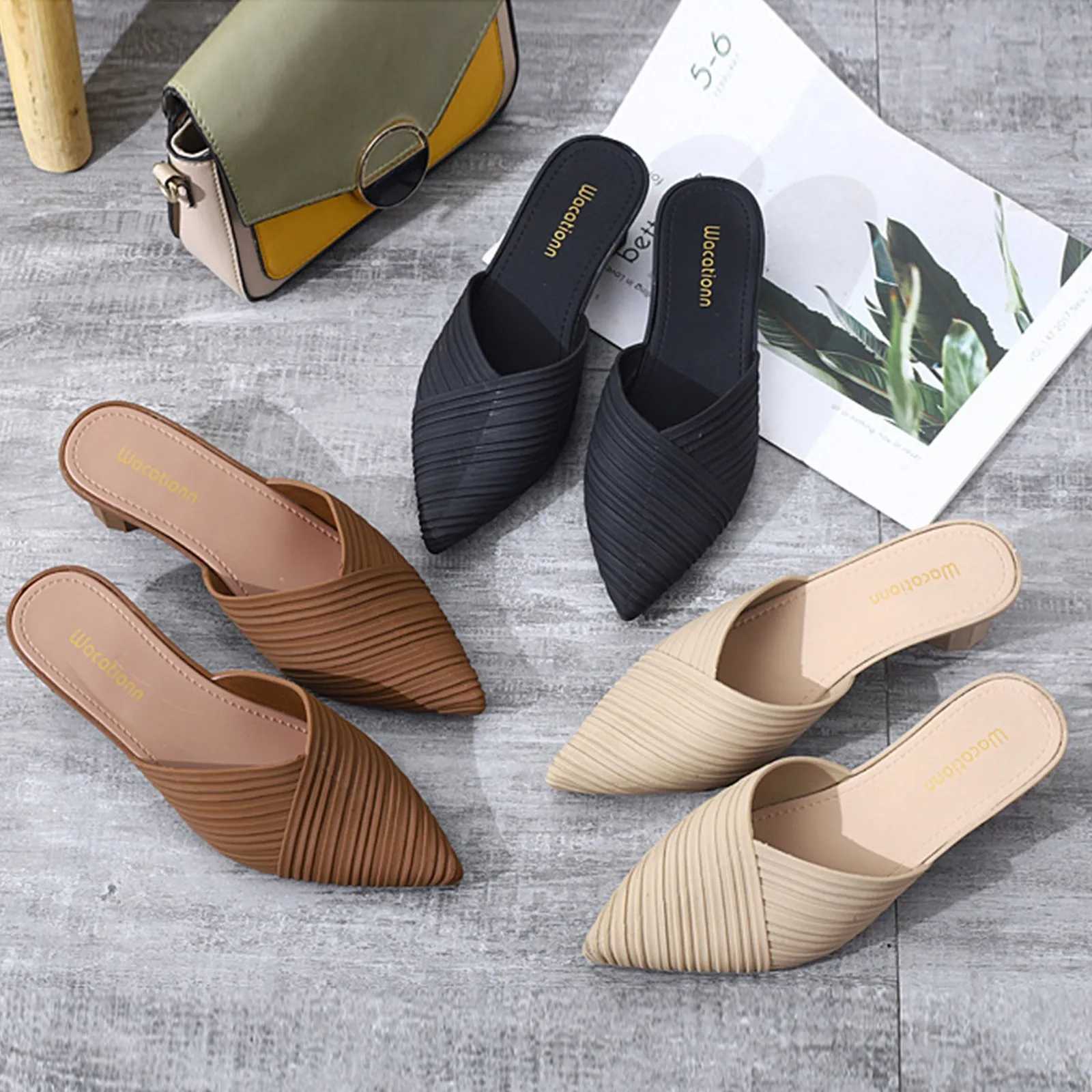 Womens summer pointtoe sandals low heel sandals womens summer casual Fi sandals anti odor and smoothXJ250407